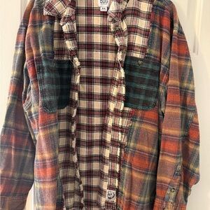 BDG Beige Plaid Button-Up Flannel Shirt